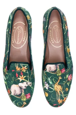 Women Stubbs & Wootton Africa Emerald Silk Slipper (Narrow)
