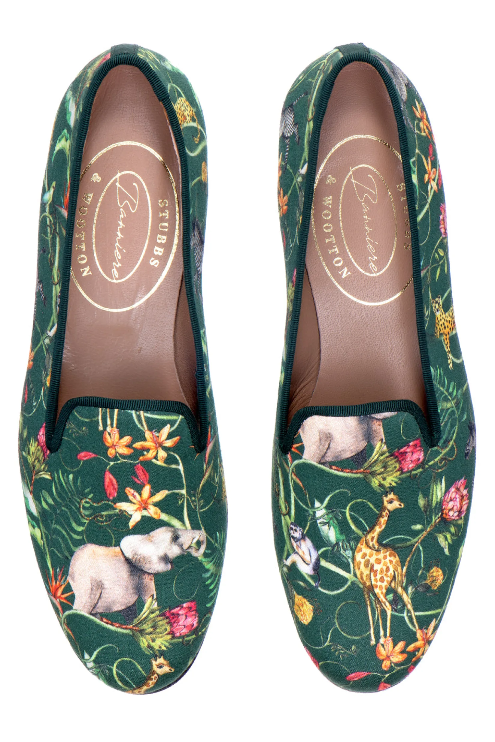 Women Stubbs & Wootton Africa Emerald Silk Slipper (Narrow)