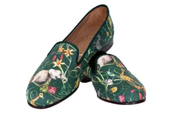 Women Stubbs & Wootton Africa Emerald Silk Slipper (Narrow)