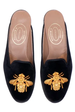 Women Stubbs & Wootton Bee Noir Velvet Mule (Women)