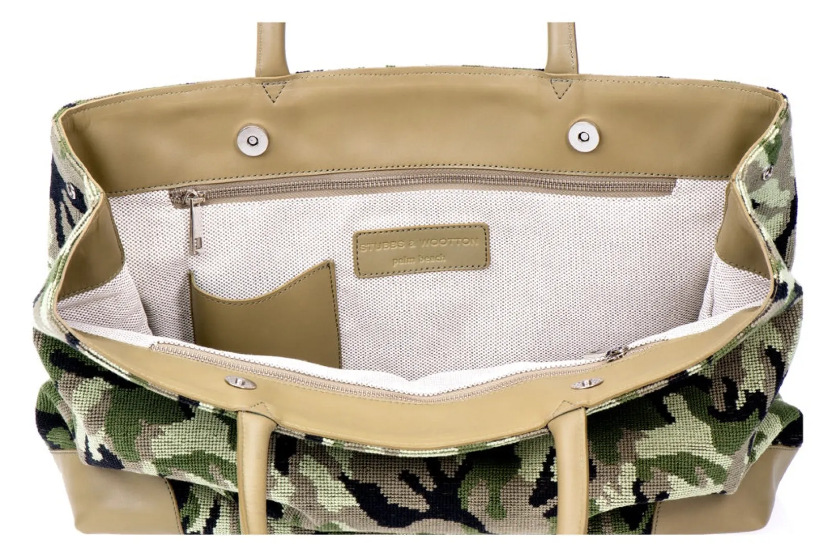 Stubbs & Wootton Green Needlepoint Tote