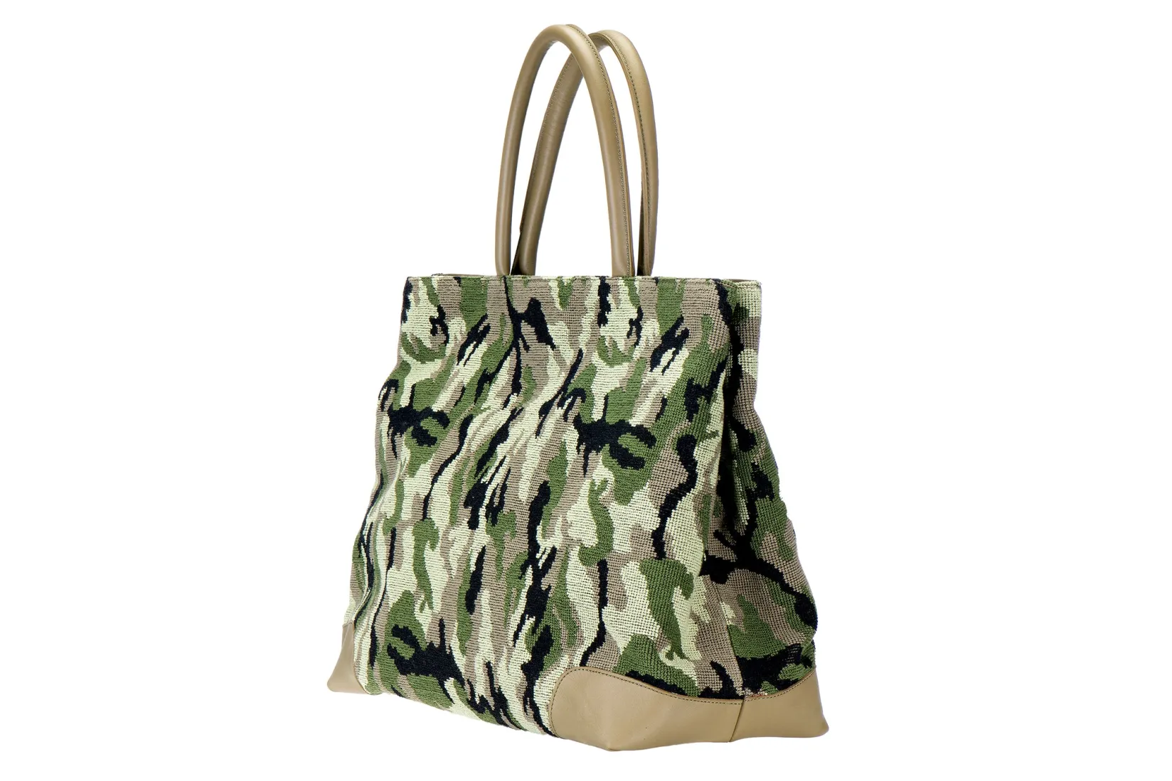 Stubbs & Wootton Green Needlepoint Tote