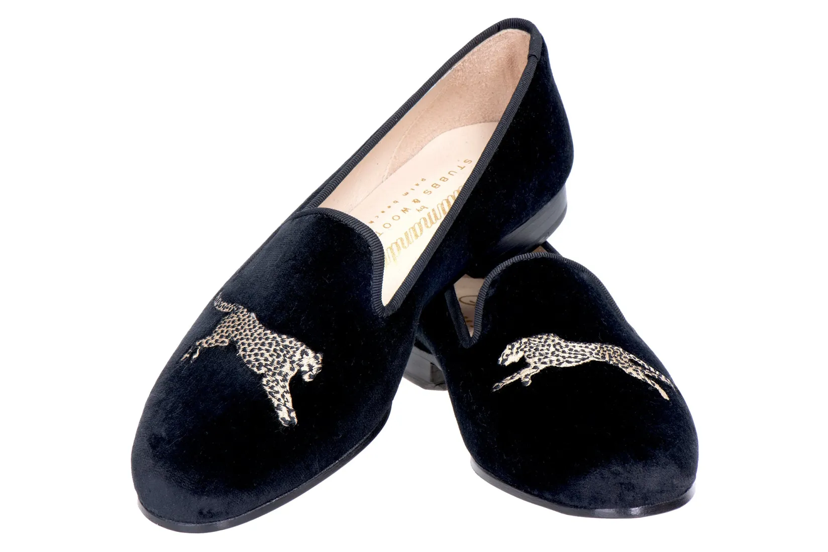 Stubbs & Wootton Cheetah Velvet Slipper (Men)