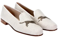 Women Stubbs & Wootton Cheetah Dune Linen Slipper (Women)