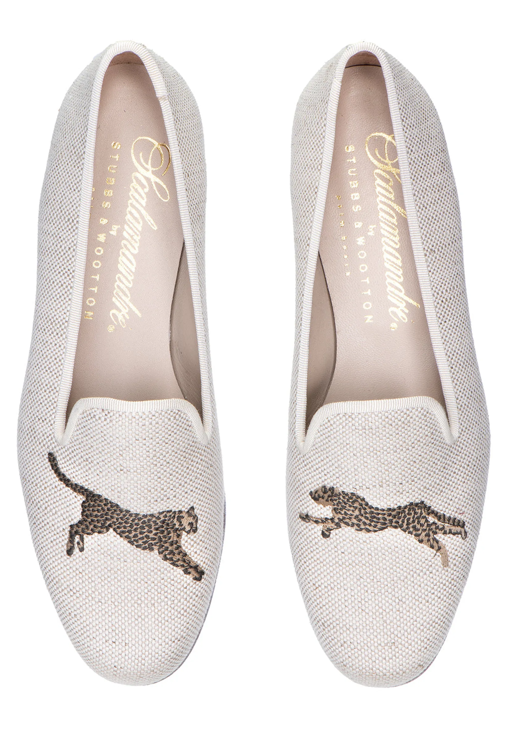 Stubbs & Wootton Cheetah Dune Linen Slipper (Men)