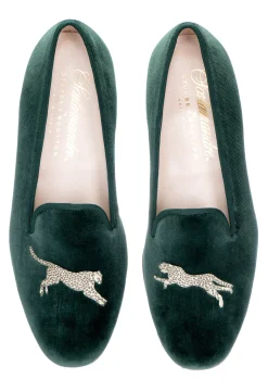 Stubbs & Wootton Cheetah Evergreen Velvet Slipper (Men)