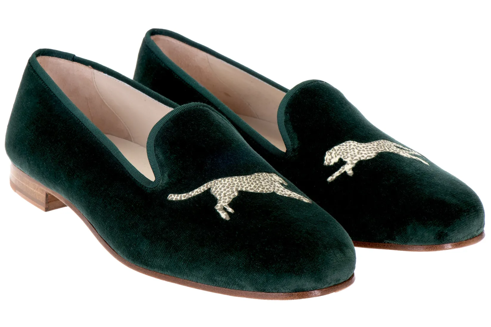 Stubbs & Wootton Cheetah Evergreen Velvet Slipper (Men)