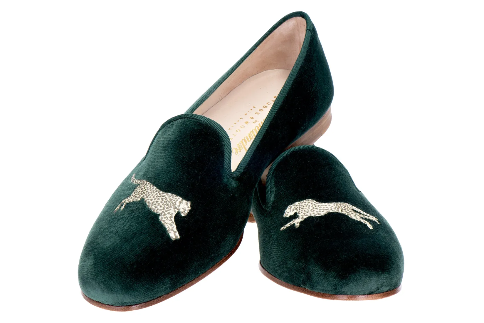 Stubbs & Wootton Cheetah Evergreen Velvet Slipper (Men)