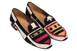 Women Stubbs & Wootton Crest Needlepoint Slipper (Narrow)