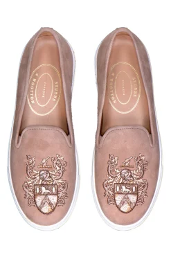 Women Stubbs & Wootton Crest Taupe Suede Sneaker (Women)