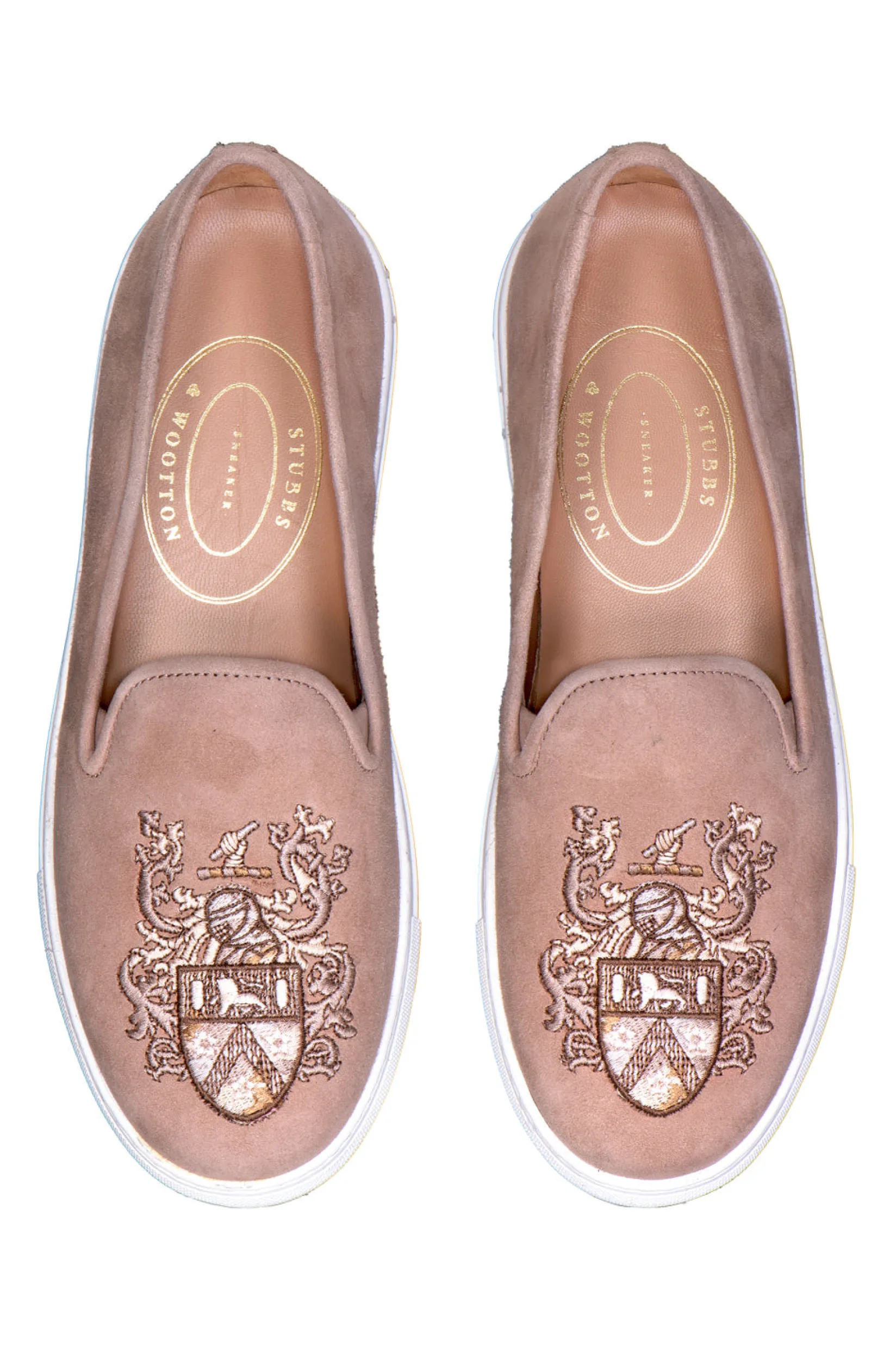 Women Stubbs & Wootton Crest Taupe Suede Sneaker (Women)