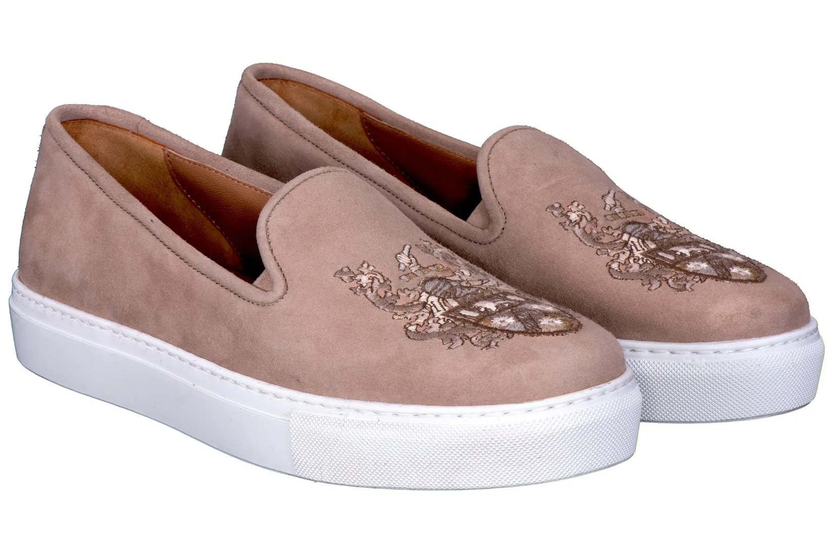 Women Stubbs & Wootton Crest Taupe Suede Sneaker (Women)