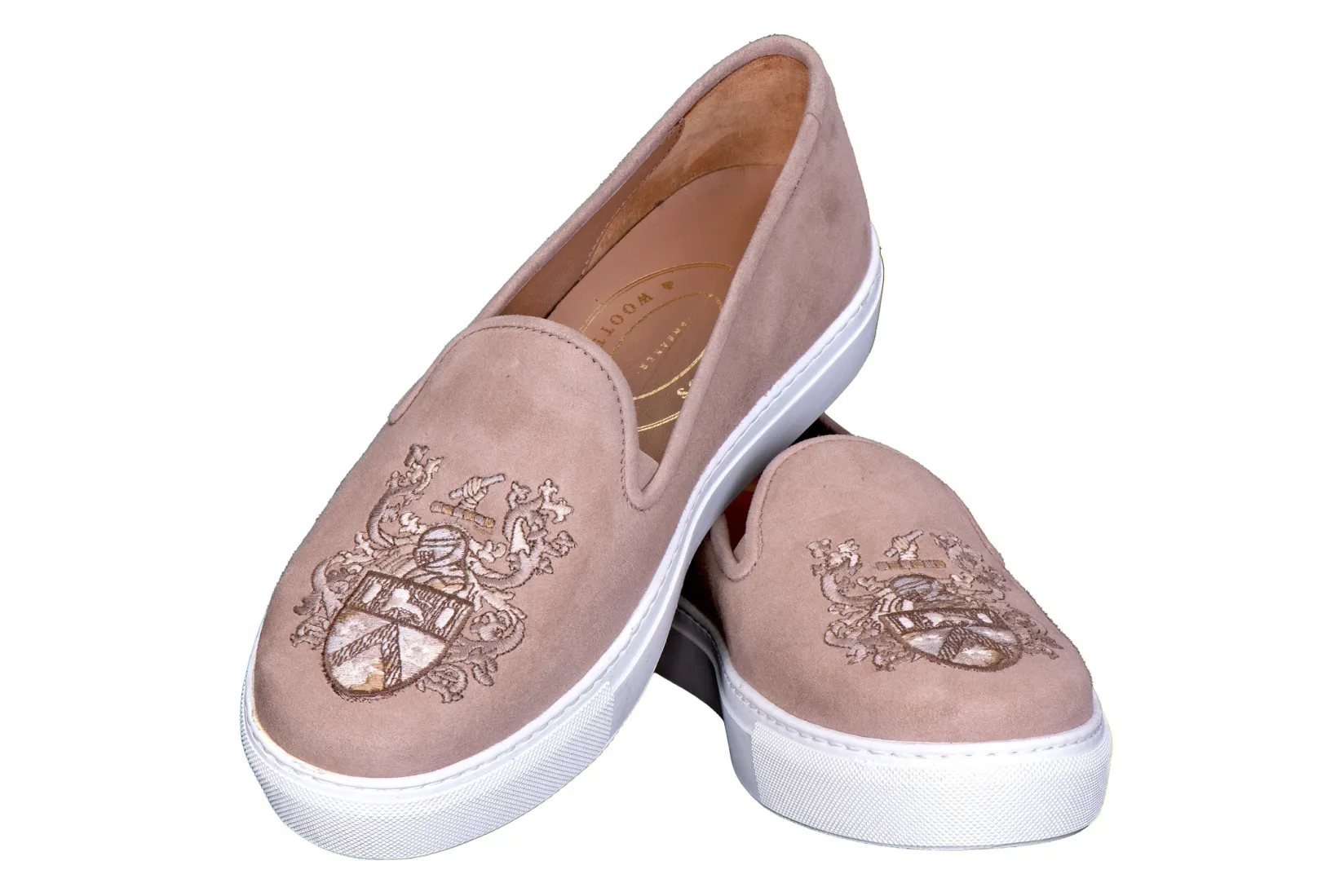 Women Stubbs & Wootton Crest Taupe Suede Sneaker (Women)