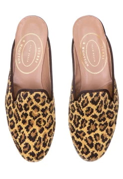 Women Stubbs & Wootton Jane Leopard Needlepoint Mule (Women)