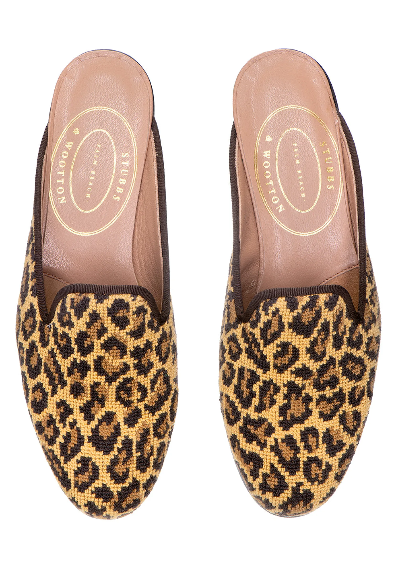 Women Stubbs & Wootton Jane Leopard Needlepoint Mule (Women)