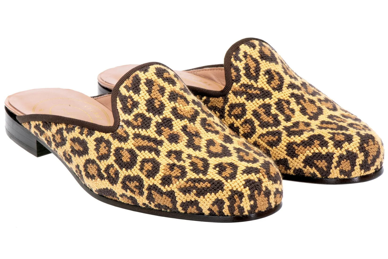 Women Stubbs & Wootton Jane Leopard Needlepoint Mule (Women)