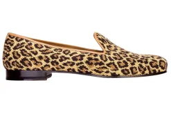 Stubbs & Wootton Jane Leopard Needlepoint Slipper (Wide)