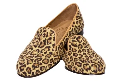 Stubbs & Wootton Jane Leopard Needlepoint Slipper (Wide)