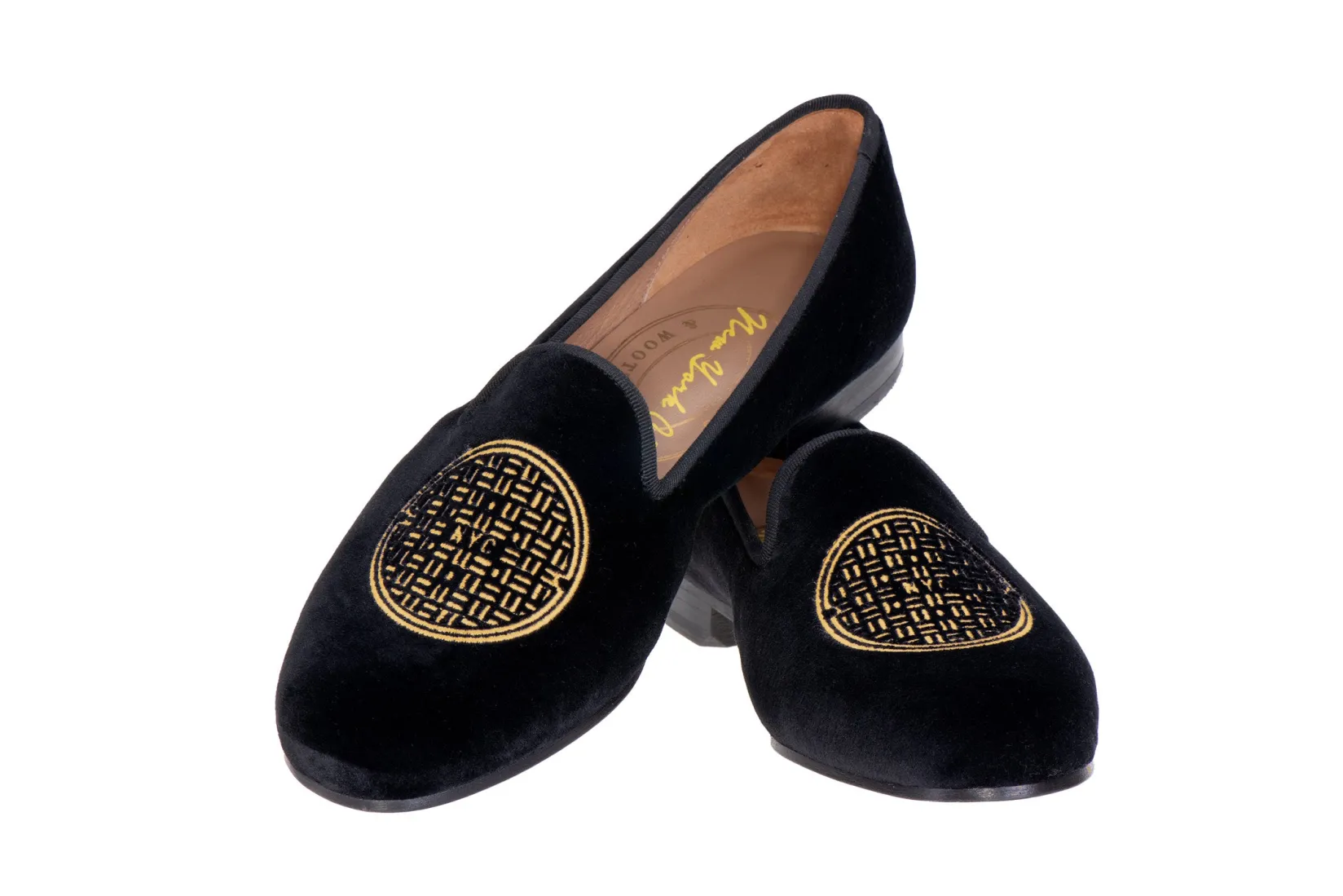 Stubbs & Wootton Metropolis Gold Velvet Slipper (Men)