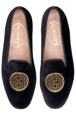 Women Stubbs & Wootton Metropolis Gold Velvet Slipper (Women)