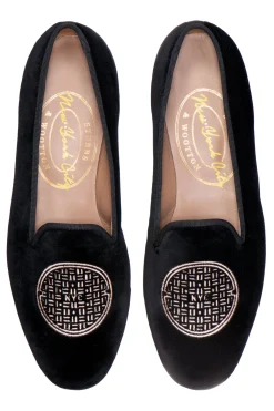 Women Stubbs & Wootton Metropolis Rosegold Velvet Slipper (Women)