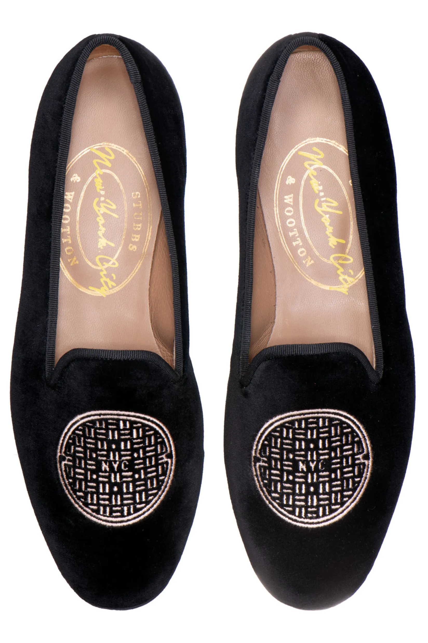 Women Stubbs & Wootton Metropolis Rosegold Velvet Slipper (Women)