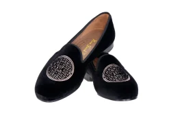 Women Stubbs & Wootton Metropolis Rosegold Velvet Slipper (Women)