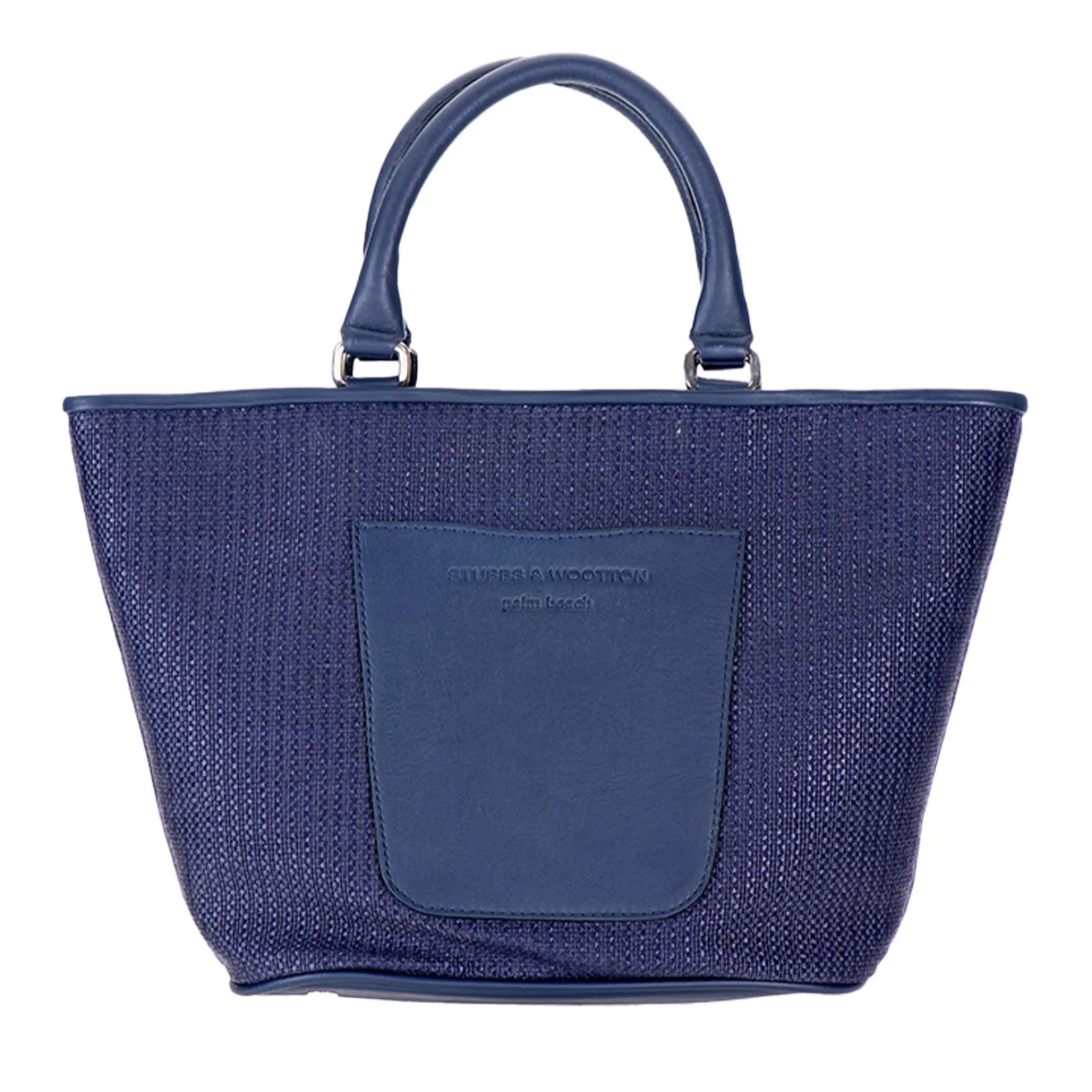 Stubbs & Wootton Navy Raffia Midi Tote
