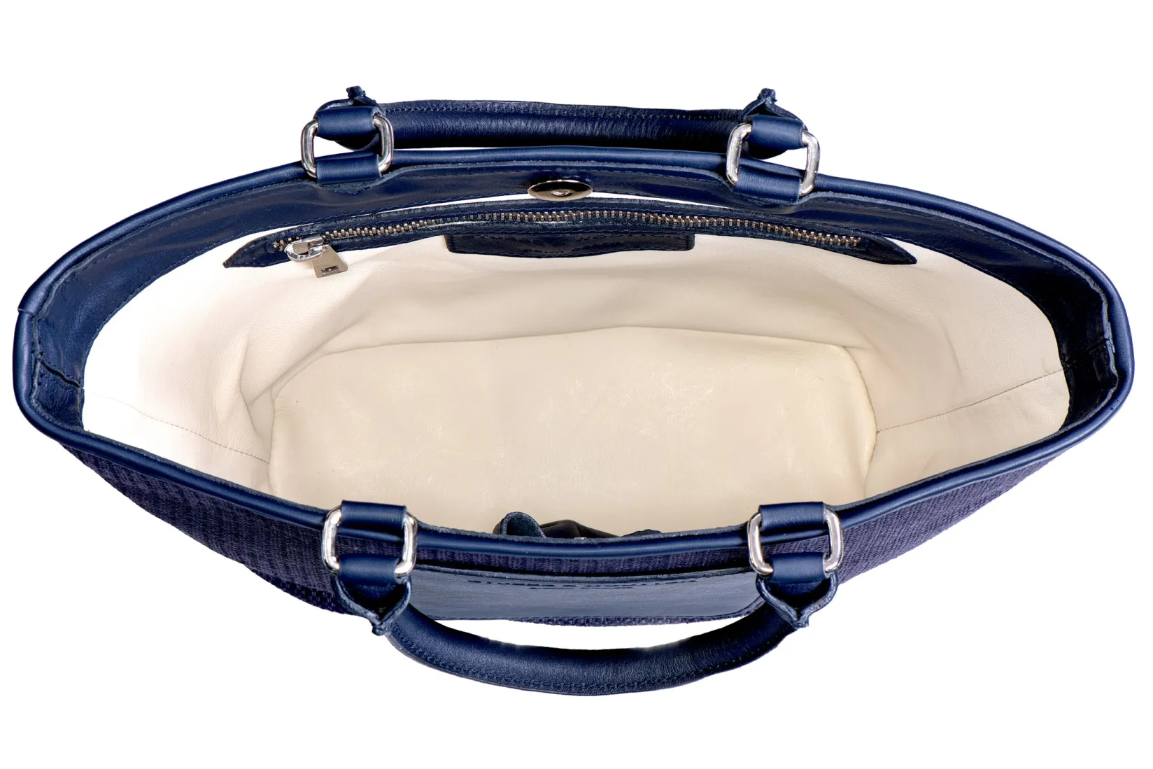 Stubbs & Wootton Navy Raffia Midi Tote