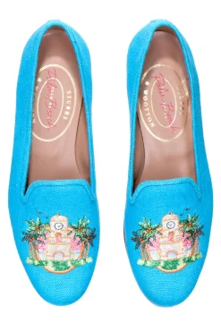 Women Stubbs & Wootton PB Clocktower Turquoise Linen (Women)