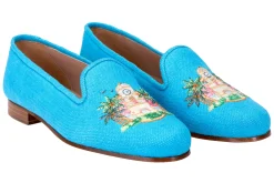 Women Stubbs & Wootton PB Clocktower Turquoise Linen (Women)