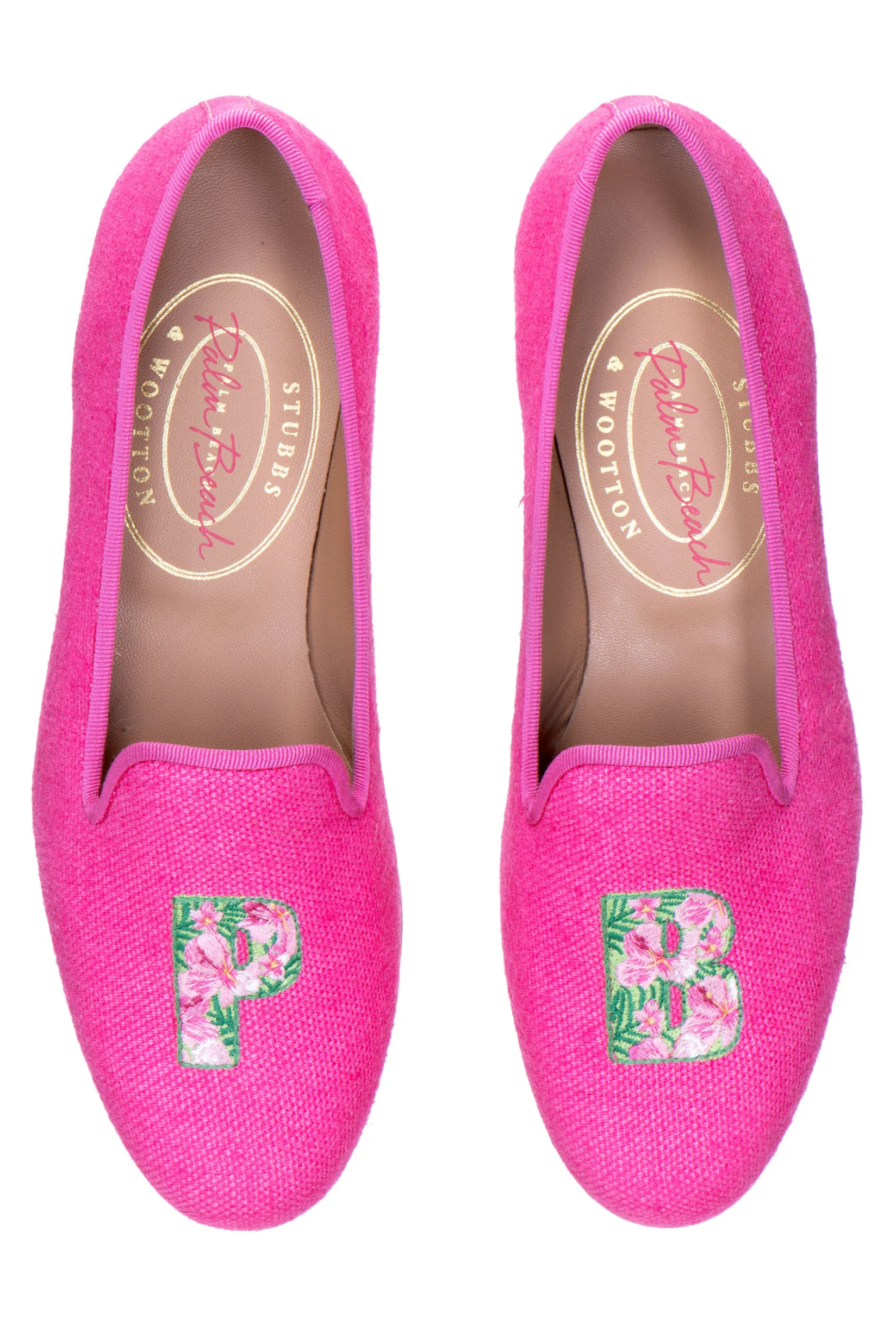 Women Stubbs & Wootton PB Fuchsia Linen Slipper (Women)