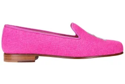 Women Stubbs & Wootton PB Fuchsia Linen Slipper (Women)