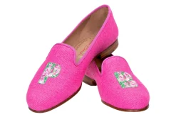 Women Stubbs & Wootton PB Fuchsia Linen Slipper (Women)