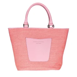 Stubbs & Wootton Salmon Raffia Midi Tote