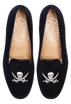 Stubbs & Wootton Skull Velvet Slipper (Men)