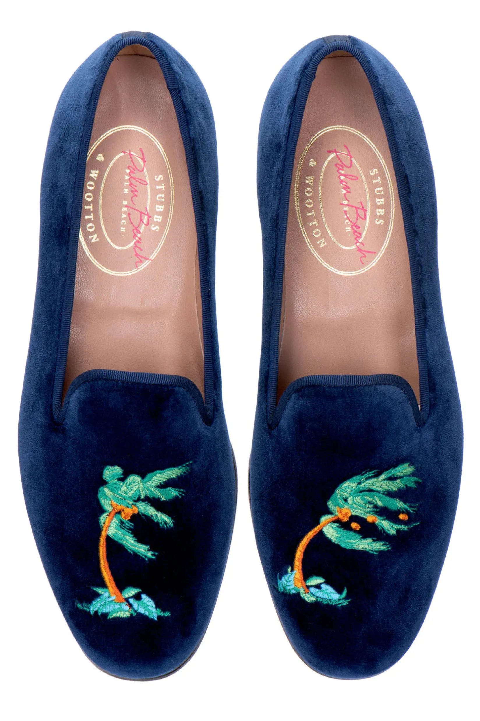 Stubbs & Wootton Storm Naval Velvet Slipper (Wide)