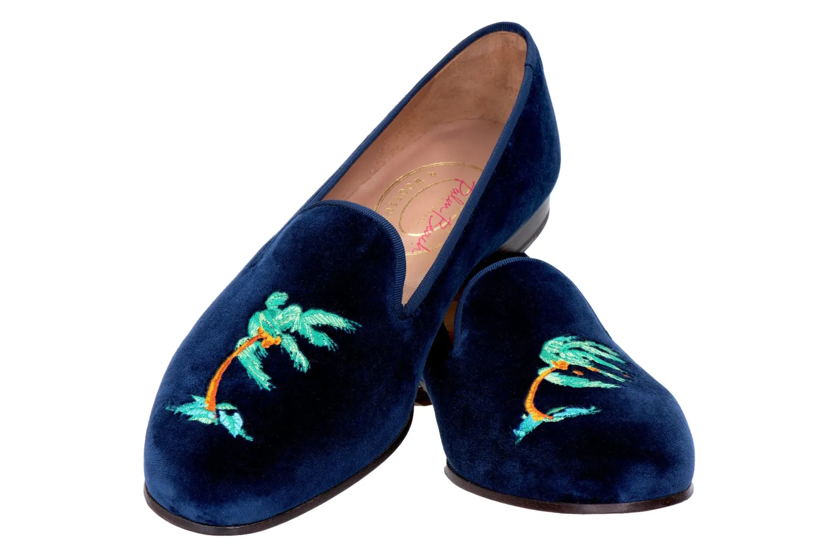 Stubbs & Wootton Storm Naval Velvet Slipper (Wide)
