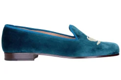 Stubbs & Wootton Swans Teal Velvet Slipper (Men)