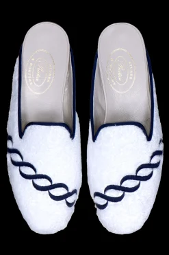 Stubbs & Wootton Treccia Navy Cloth Mule (Men)