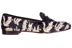 Women Stubbs & Wootton Wetlands Noir Needlepoint Slipper (Women)