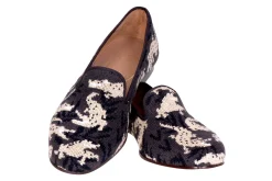 Women Stubbs & Wootton Wetlands Noir Needlepoint Slipper (Women)