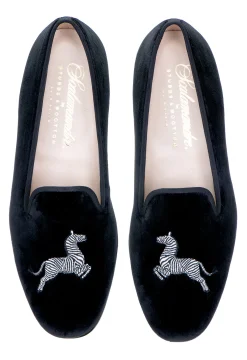 Women Stubbs & Wootton Zebra Velvet Slipper (Women)