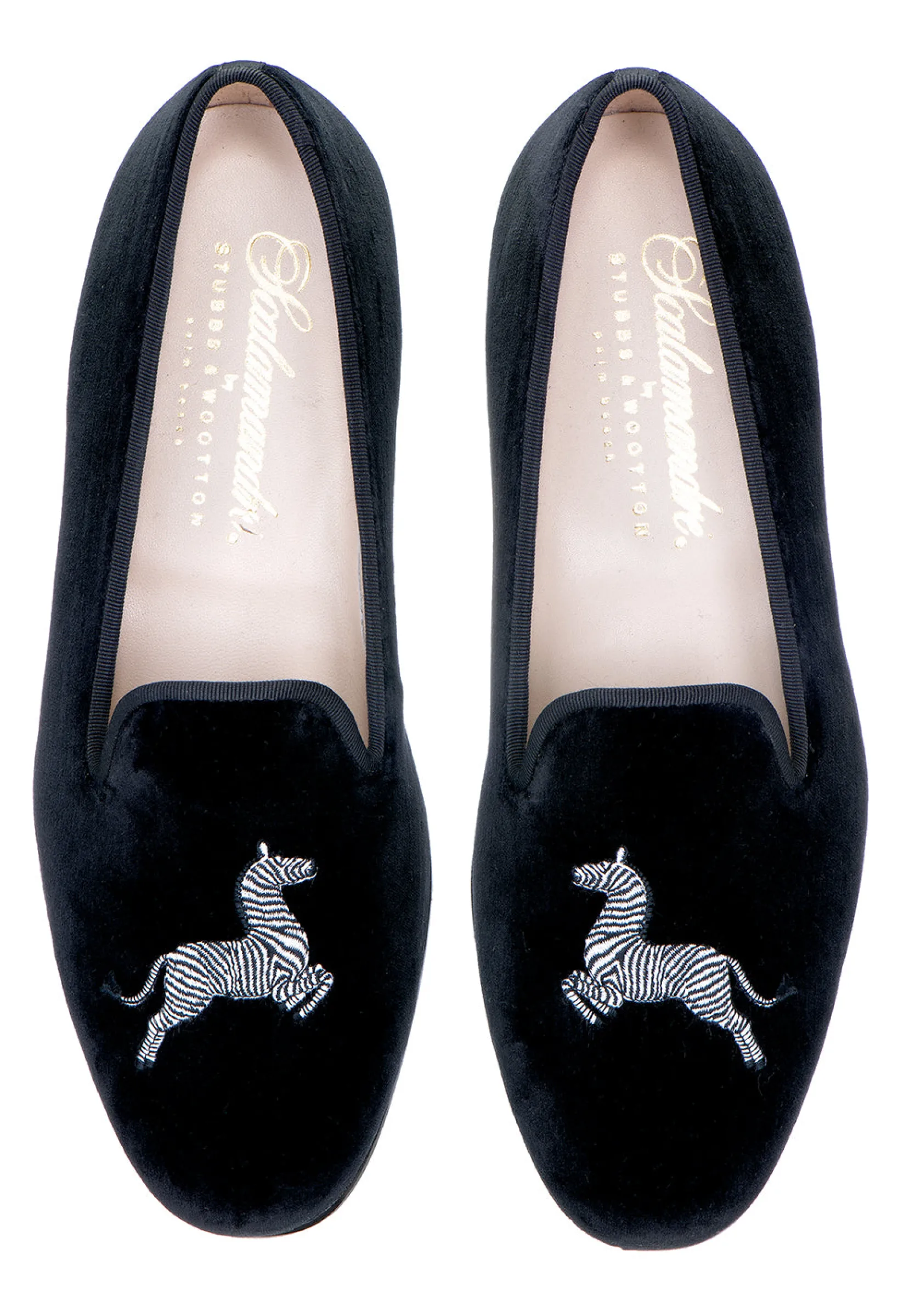 Women Stubbs & Wootton Zebra Velvet Slipper (Women)