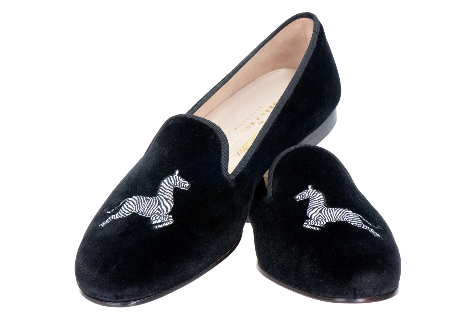 Women Stubbs & Wootton Zebra Velvet Slipper (Women)